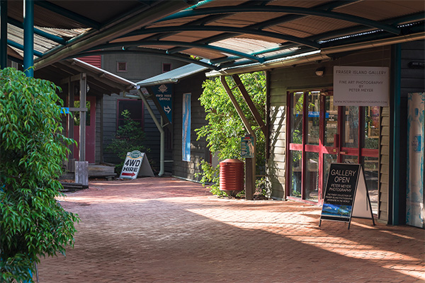 The Aussie Trax 4WD hire office at Kingfisher Bay Resort village on K'gari